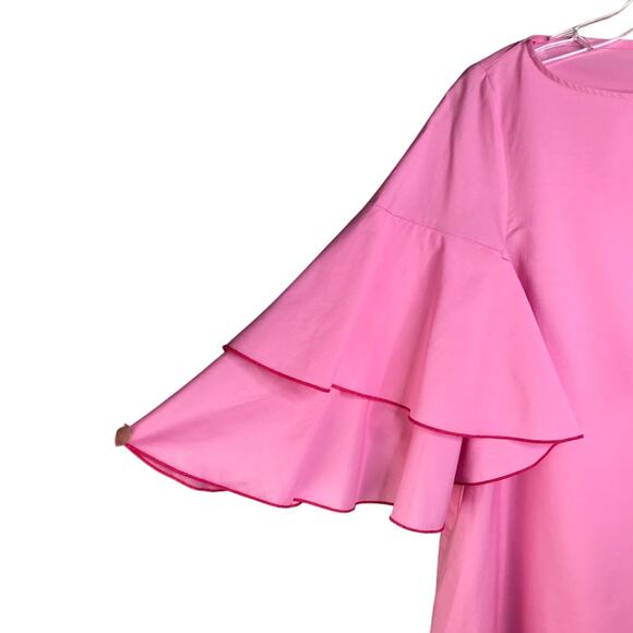 Zara Basic Mini Dress Wns Size M Pink Ruffle Short Sleeve Barbie Simple Feminine - Picture 4 of 8